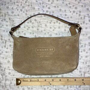 Mini Coach purse camel tan suede